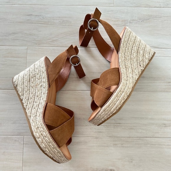 Dolce Vita Pami Cross Band Espadrille Wedges in Tan - Picture 1 of 7
